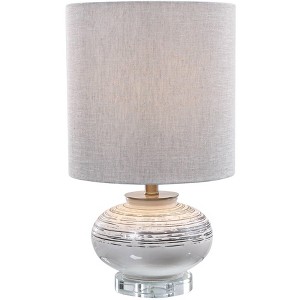 Uttermost Modern Accent Table Lamp 22 1/2" High Off-White Bronze Ceramic Oatmeal Linen Drum Shade for Living Room Bedroom House - 1 of 1
