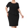 Agnes Orinda Women's Plus Size Mock 2-Piece Ruffle Trim Work Formal Short Sleeve Bodycon Sheath Dresses - 2 of 4