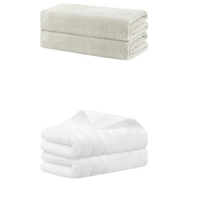 REGALWOVEN Bathroom Gym SPA Cotton Soft Absorbent Bath Hands Towel Set 2 Pcs