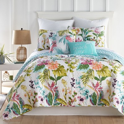 Malana King White Cotton Reversible Quilt Set
