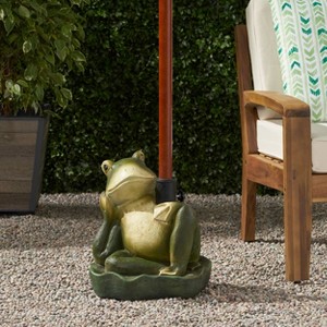 Okak Novetly Umbrella Stand with Frog Decoration, Patio Umbrella Base with Adjustable Knob, Outdoor Umbrella Stand for Garden, Green - 1 of 4