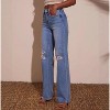 Mocamel Women's High Waist Ripped Stretch Straight Jeans, Vintage Washed - 3 of 4