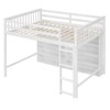NicBex Full Size Loft Bed Pine Bed Frame with 8 Open Storage Shelves, Ladder and Full Length Guardrail, No Box Spring Required, White - 3 of 4