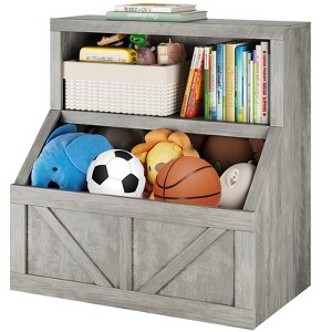 Kids Bookshelf and Toy Storage Organizer, Wooden Toddler Bookcase with Large Cubbies, Storage Cabinet for Playroom, Bedroom, Nursery, Classroom - 1 of 4