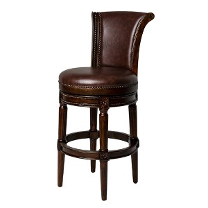 Maven Lane Pullman Swivel High Back Vegan Leather Bar Height Bar Stool - 1 of 4