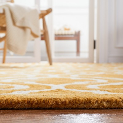 Ivory and Gold Hand-Tufted Wool 6' x 9' Rectangular Rug