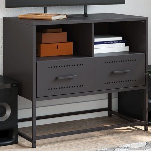 vidaXL TV Cabinet Black Steel 26.8 x 15.4 x 23.8 in Steel TV Cabinet - 1 of 2