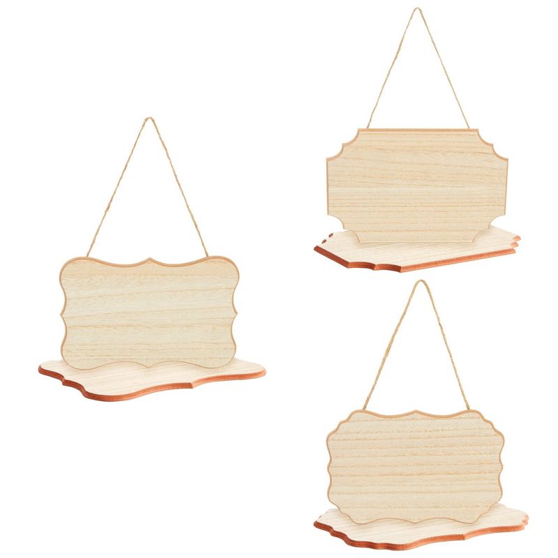 Juvale 6-Pack of Unfinished MDF Hanging Wood Plaques for Crafts with Jute Rope, Blank 9 x 6 Inch Wooden Sign for DIY Projects, 3 Designs, 1/4" Thick, 1 of 11