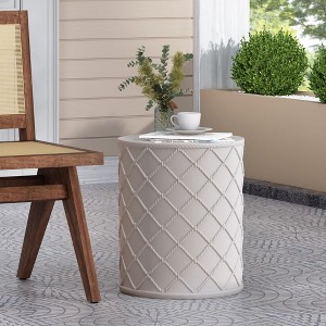Maggift Patio End Tables, Stylish End Tables for Indoor and Outdoor Use, Ideal for Gardens, Backyard, Special Design, Off White, 15.25"*15.25"*18.25" - 1 of 4