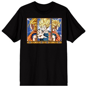 Dragon Ball Z Super Saiyan Goku Character Panels Adult Black Crew Neck Short Sleeve T-shirt - 1 of 4