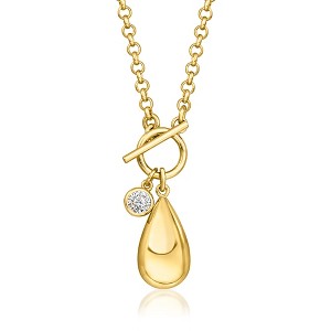 Ross-Simons 14kt Yellow Gold-Plated Teardrop Toggle Necklace With .80 Carat Cz Size 18 - 1 of 3