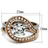 Slickblue Women’s Rose Gold & Silver Ring Set – Stainless Steel, 7mm CZ Stone, Stackable, Sizes 5–10 - 2 of 4