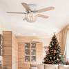 Parrot Uncle 48" Farmhouse White Wood Bread Flush Mount Ceiling Fan with Light and Remote - 2 of 4