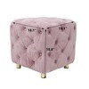 FURNIinspire Ottomans And Benches Modern Velvet Upholstered Ottoman Multifunctional Stylish Seat, Decor Soft Foot Stool, Pink, 18.10"*18.10"*18.80" - 3 of 4
