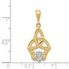 Black Bow Jewelry 14k Yellow Gold and Rhodium Diamond Cut Claddagh Pendant, 12mm - 4 of 4