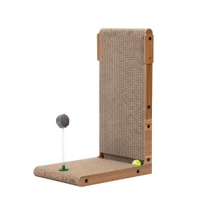 Gulches Indoor Cat Scratching Board for Small to Large Cat,Corrugated Board-Covered Cat Scratcher,Cat Scratching Pad with Bell,Brown - 1 of 4