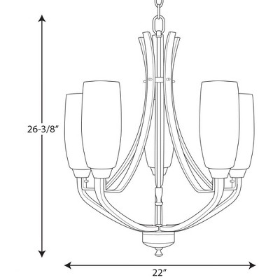 Wisten Brushed Nickel 5-Light Chandelier with Etched White Glass