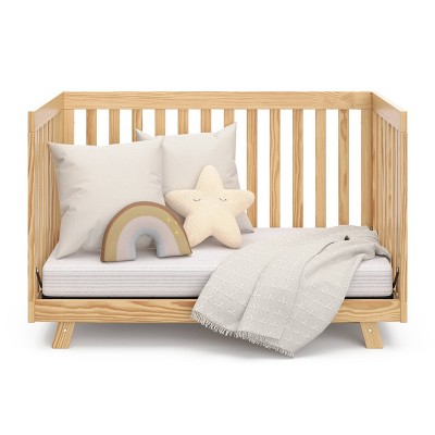 Natural Wood 3-in-1 Convertible Crib with Adjustable Mattress Base