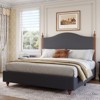 Bed Frame with High Headboard, Upholstered Teddy Velvet Platform Bedframe,Solid Wood Bedframe - 4 of 4