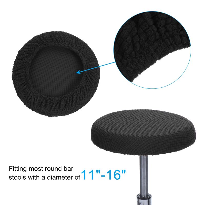 Unique Bargains Kitchen Living Room Non-slip Washable 11" Elastic Round Bar Stool Seat Cushions for Chair Stool Slipcovers 2 Pcs, 3 of 7