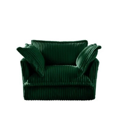 49'' Slip-covered Armchair with 1 Big Back Cushion and 2 Big Toss Pillows, Single Deep Seat Comfy Green