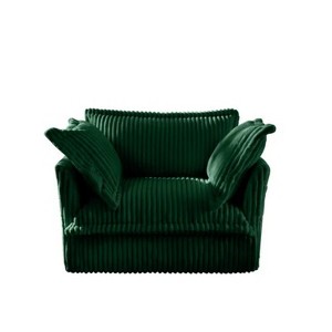49'' Slip-covered Armchair with 1 Big Back Cushion and 2 Big Toss Pillows, Single Deep Seat Comfy Green - 1 of 4