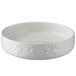 Mason Cash: Paw Print Pet Saucer - Cream - 5.2", 6.8oz - Cat Food-Water Dish - 1 of 4