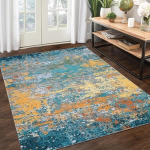 2'x6' Machine Washable Runner Rug, Non-Slip Low Pile Carpet for Hallway, Bedroom, Living Room, Kitchen, Dining Room, Grey - 1 of 4