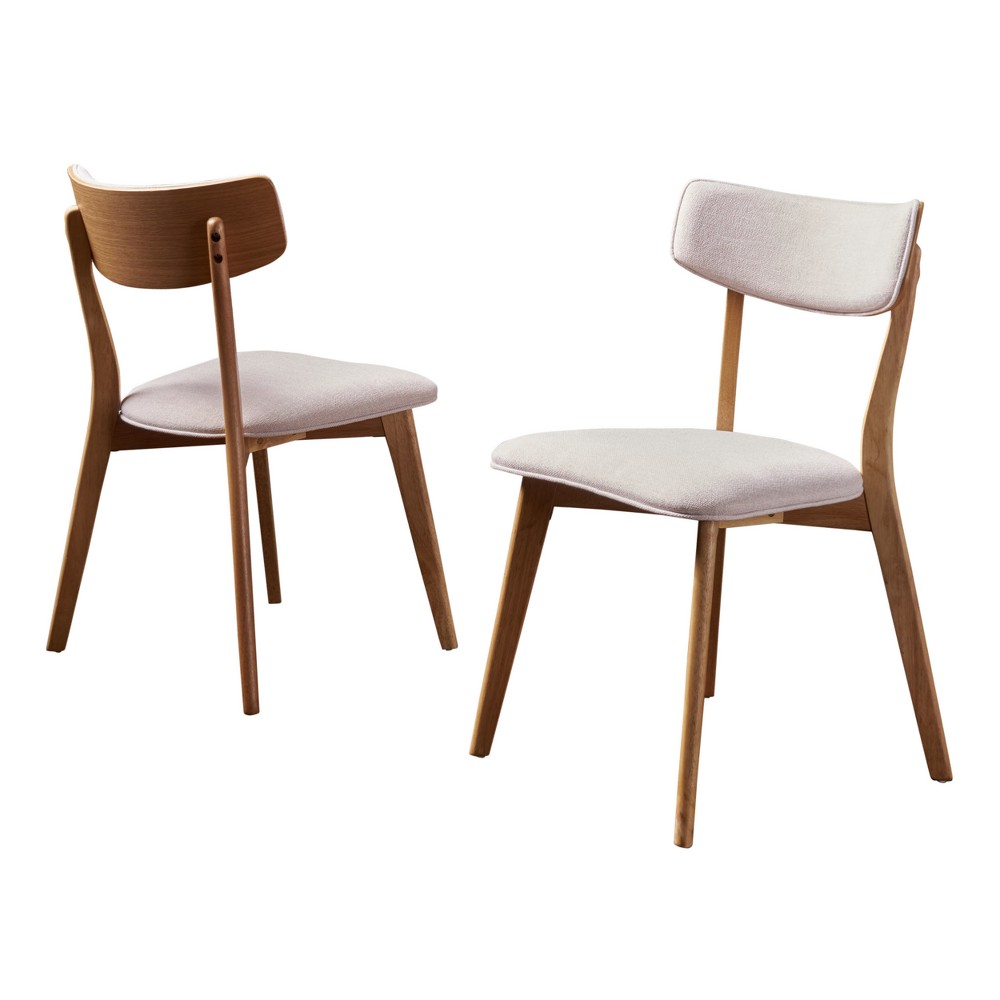 Photos - Chair Set of 2 Chazz Mid-Century Dining  Light Beige - Christopher Knight H