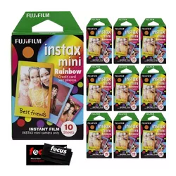 Fujifilm Instax Mini Instant Rainbow Film (10-Pack) with Cleaning Cloth