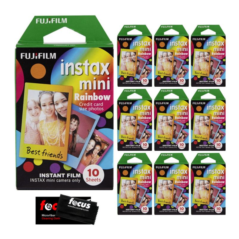Fujifilm Instax Mini Instant Rainbow Film (10-Pack) with Cleaning Cloth, 1 of 4