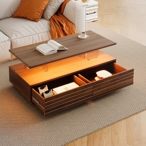 47" Large Coffee Table with Storage, Rectangle Accent Center Table with 2 Drawers, Accent Cocktail End Table for Living Room Bedroom Office - 1 of 4