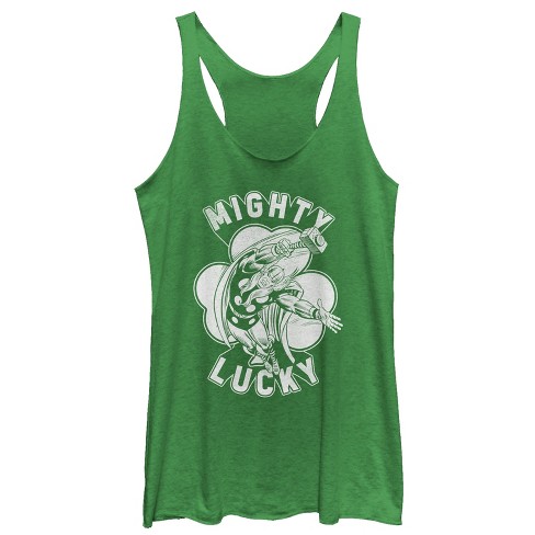 Women's Marvel St. Patrick's Day Thor Mighty Lucky Clover Racerback ...