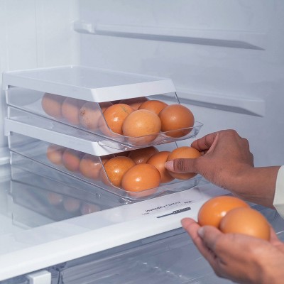 OU Egg Holder for Fridge, Rolling Egg Organizer for Refrigerator Organization, Clear Stackable Container for Kitchen Organizers and Storage, BPA Free — фото 2