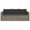 vidaXL Patio Sofa with Cushions 3-Seater Gray Poly Rattan - 4 of 4