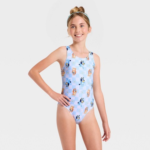 Bluey Girls' Bluey One Piece Swimsuit - Light Blue S