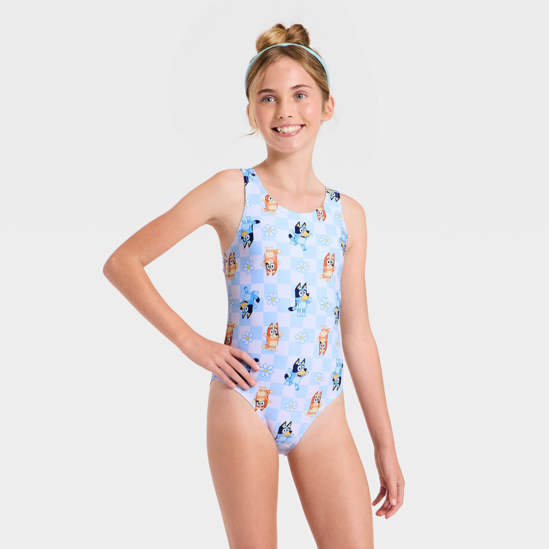 Girls' Bluey One Piece Swimsuit - Light Blue