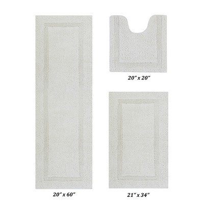 Lux Premium 100% Cotton  Ultra-Soft Tufted Solid Reversible 3 Piece Bath Rug Set, Water-Absorbent, Durable, Machine Washable Bathroom Rug