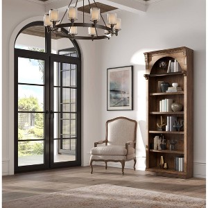 94" Traditional Tall Wood Bookcase with Storage Stratton Collection Brown - Martin Furniture - 1 of 4