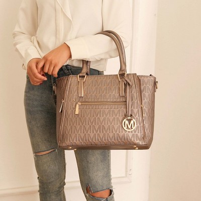 MKF Collection Satchel Bag with M Signature Design, Cairo | MKF Collection by Mia K - Fuchsia — фото 2