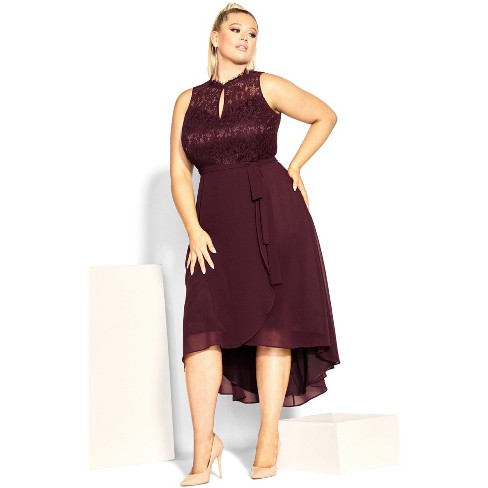 City chic 2024 burgundy dress