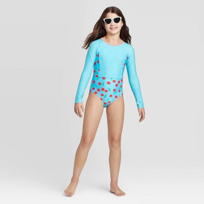 one piece long sleeve swimsuit girls