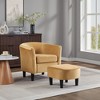 Syemin Velvet Accent Chair Set of 2, One Chair, One Ottoman, Modern Bucket Chair Armchair Living Room, Bedroom, Black, 27"*24.6"*24.8" Yellow, - 2 of 4