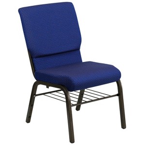 Flash Furniture HERCULES™ Series Auditorium Chair - Chair with Storage - 19inch Wide Seat - Navy Fabric/Gold Vein Frame - 1 of 4