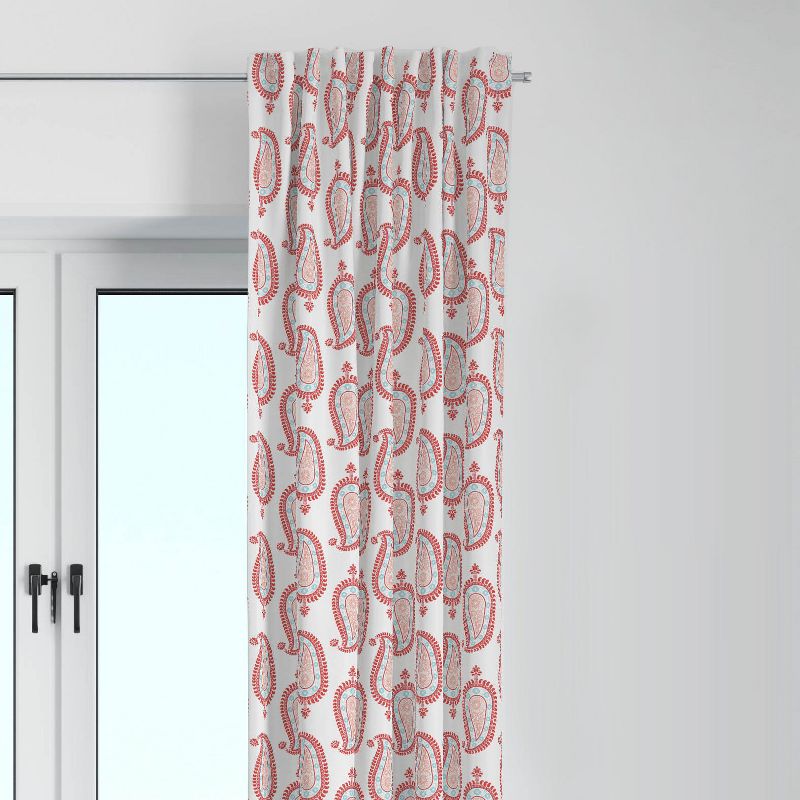 Bacati - Paisley Sophia Coral/Aqua Curtain Panel, 1 of 6