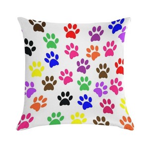 Colorful Dogs Paw Pillow Covers 18x18 Decorative Throw Pillows Soft Square Cushion Covers for Couch Sofa Bedroom - 1 of 1