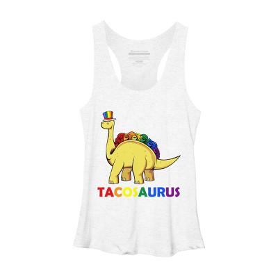 Adult Design By Humans Tacos Dinosaur Tacosaurus Rainbow Pride By JuTrading Racerback Tank Top