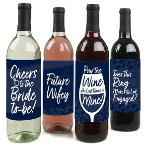 Big Dot of Happiness Navy Blue Elegantly Simple - Wedding or Bridal Shower Guest Party Favors Decorations  - Wine Bottle Label Stickers - Set of 4 - 1 of 4