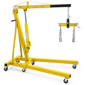 2-Ton Heavy Duty Folding Engine Hoist - Shop Crane with 6 Casters & Engine Lift Lever, 4000LB Capacity, for Automotive, Workshop Use - 1 of 4