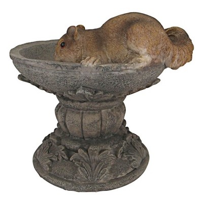 Hand-Painted Resin Woodland Squirrel Garden Birdbath Statue